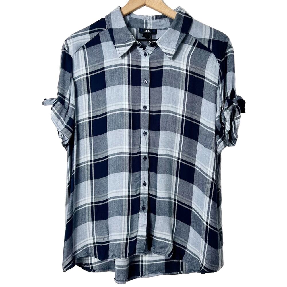 PAIGE AVERY PLAID WOMEN BUTTON DOWN TOP SIZE LARGE